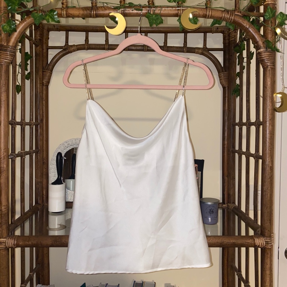 Nasty Gal Sparkly Strap White Top